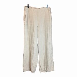 J.Jill Love Linen Wide Leg Pants XL Tan Beige Coastal Old Money
